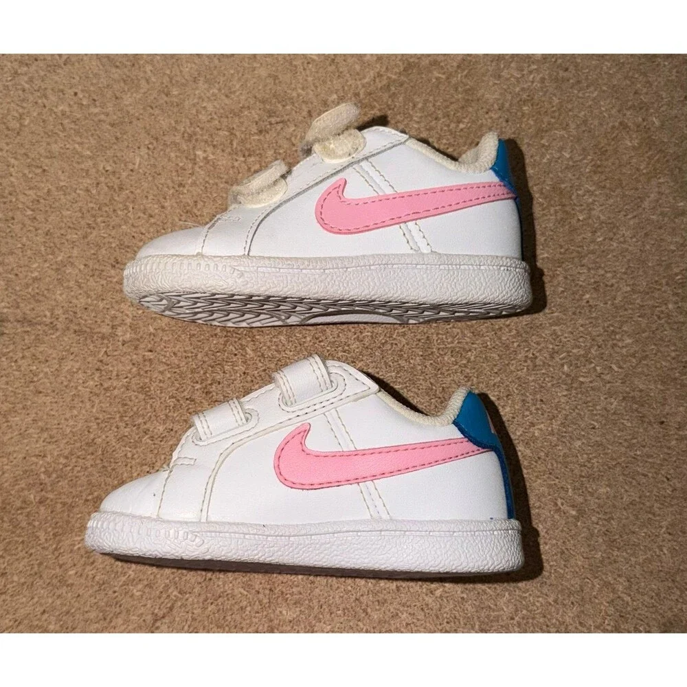 Nike Baby Sneakers White Pink Blue Court Royale Leather